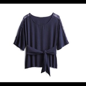 West Kei Lace Sleeve Tie Front Blouse M